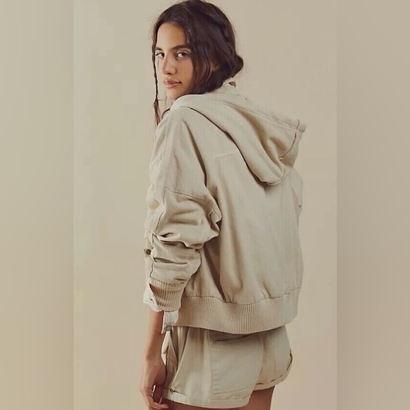 Free People We The Free Slouchy Hooded Bomber Jacket Oversized - M - Picture 2 of 6